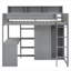 Lit mezzanine en bois avec plusieurs tablettes de rangement et garde-robe-1512848540