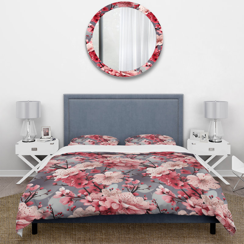 Cherry Blossom Delight - Ensemble de housse de couette oriental - Polyester microfibre