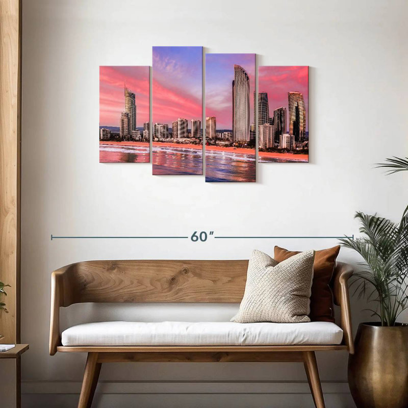Nicci, surfeurs roses, paradis, horizon, H 27 po x l 43 po