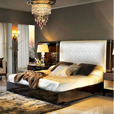 King Solid Wood and Upholstered Standard Bed