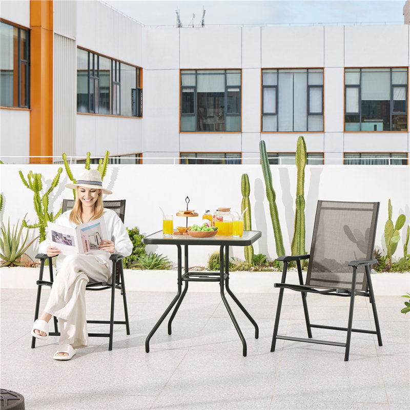 Folding Patio Dining Armchair, Brown, 4