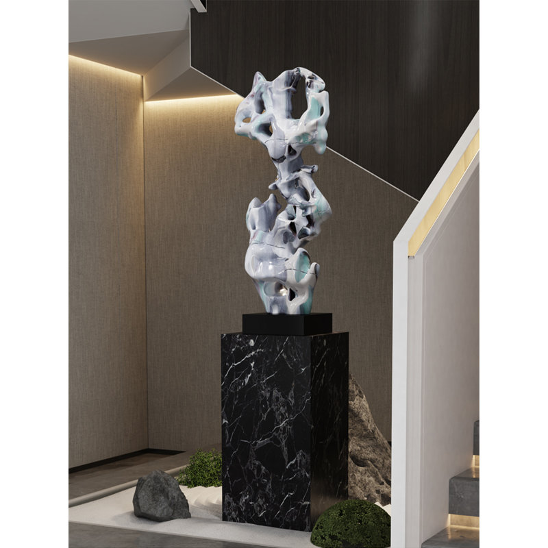 Article décoratif de base en pierre renforcée de fibre de verre de luxe coloré de style taihu