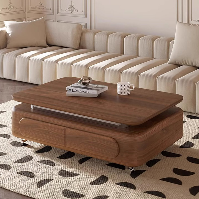 Table basse minimaliste en bois massif noyer, H 16,53 po x L 51,18 po x l 27,55 po