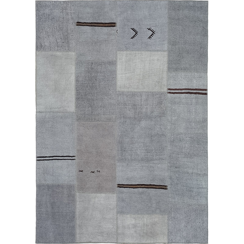 Tapis gris en coton noué la à la main Anndale