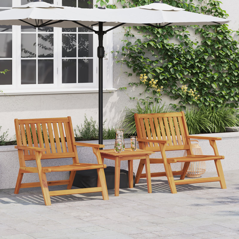 Set Of 2 Teak-Like Acacia Wood With Natural Oil Medium