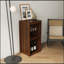 Armoire à vin modulaire de couleur brun noyer avec tablettes de rangement et huche pour salle à manger