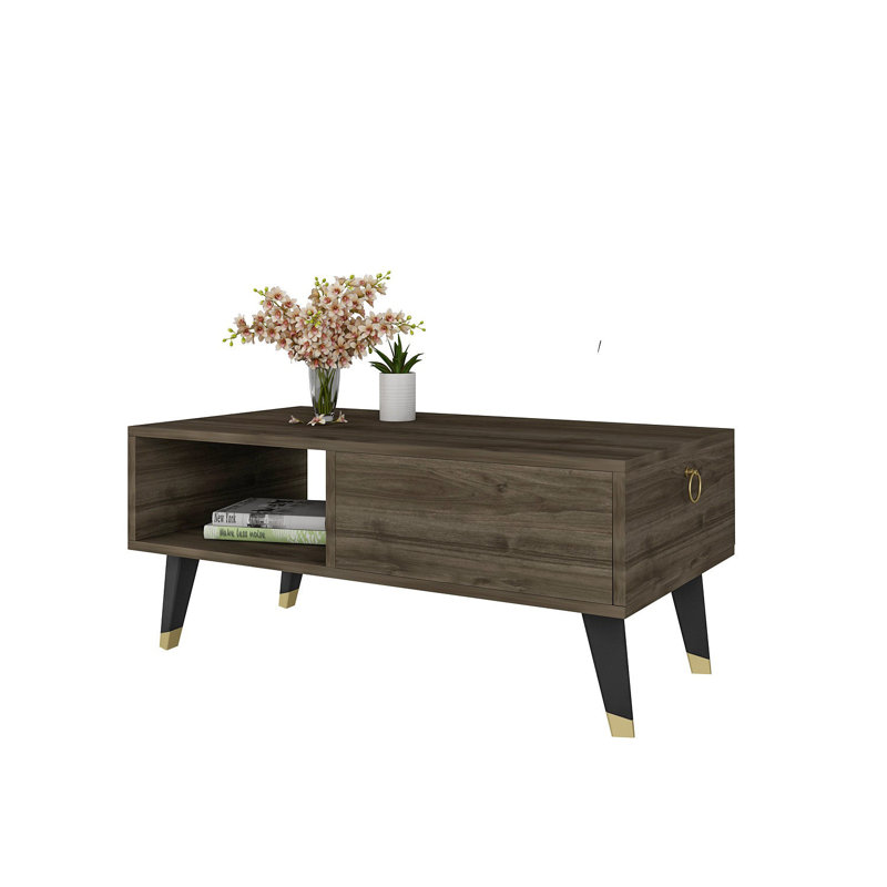 Modern Walnut Coffee Table, 100% Melamine Coated Particle Board, Thickness: 0.7 inches | Sleek Design for Living Room & Lounge, Stylish & Durable, Perfect for Any Home Décor