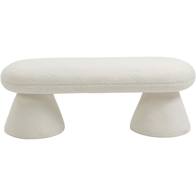 Banc rembourré Brimfield Drum, Tissu crème en fausse peau de mouton