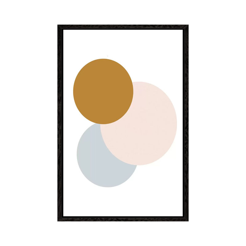 Jewel Abstract Circles by Leah Straatsma - Print on Canvas, 101.6cm H x 66.04cm W x 3.81cm D, Black Floater Framed