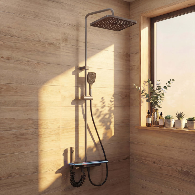 Shower Faucet System With 4-In-1 Shower, LED Display, And 3 Spray Modes