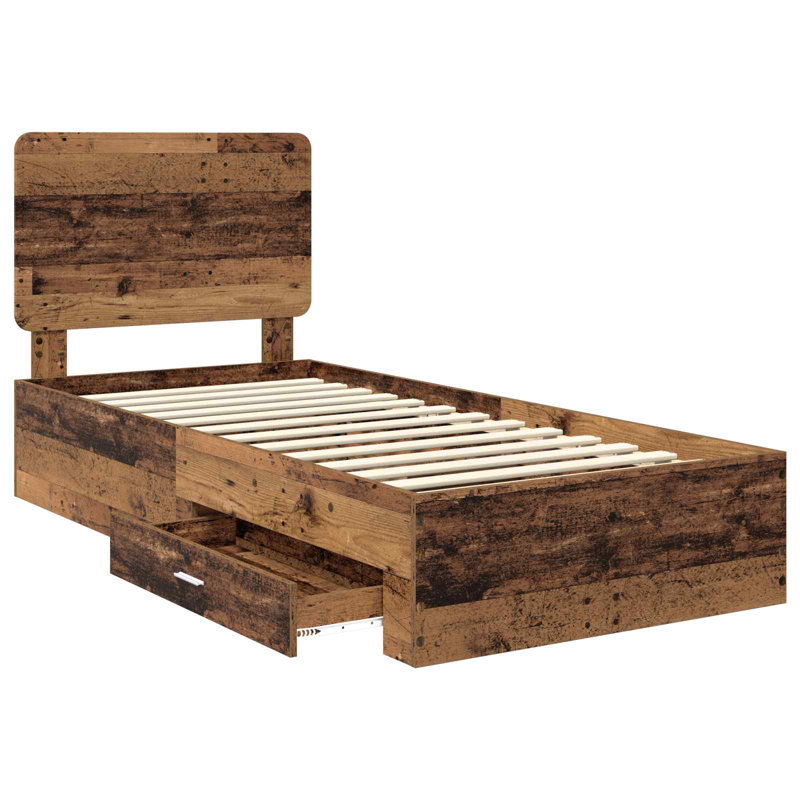 Bed, European Single (90 x 200 cm), Old Wood