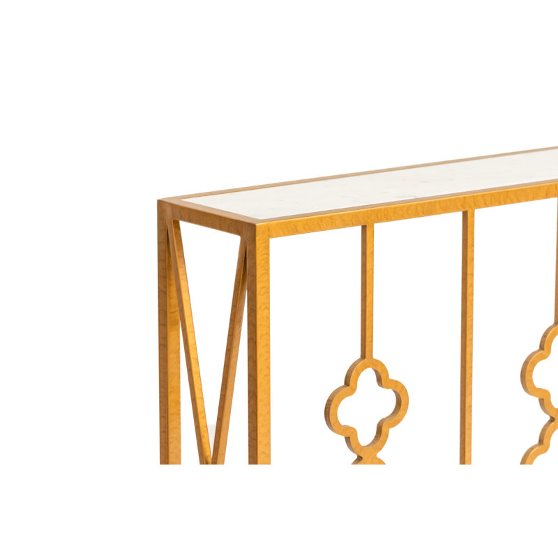 Petite Quatrefoil Console, Royal Gold, Carrera Marble