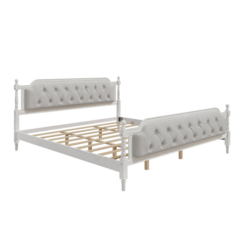 Structure de lit très grand en bois massif avec tête de lit élégante, pas de sommier tapissier, décoration de la literie de la chambre à coucher requise, rehausse l'expérience du sommeil