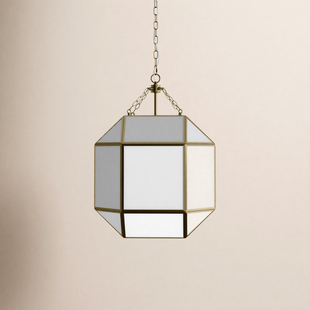 Reid 3 Light Glass Dimmable Pendant, Satin Brass, 23.25" H x 13.5" W x 13.5" D, White