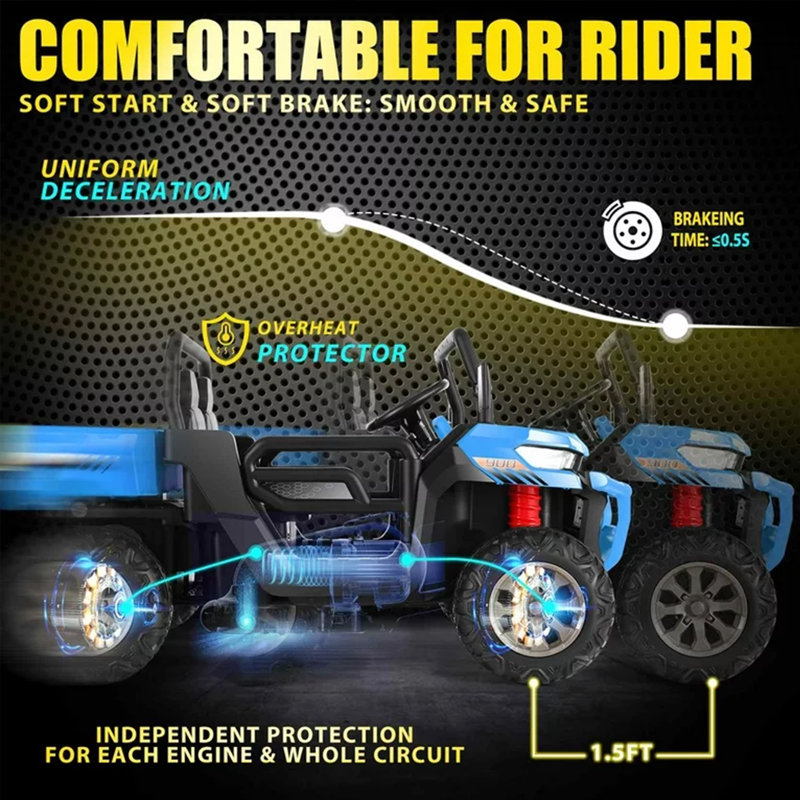 Blue 24V 6-Wheel Kids Ride-On Dump Truck with Remote Control