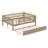 Full Size Daybed With Trundle, Wood Kids Platform Bed Frame With Fence Guardrails, No Box Spring Needed-1704377302