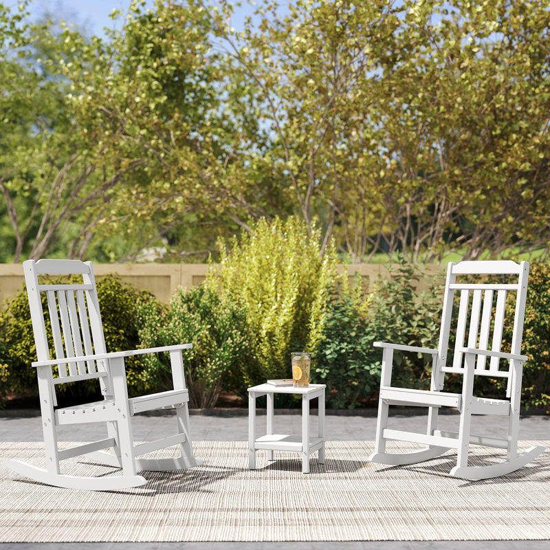 Ensemble de 2 chaises berçantes d'extérieur surdimensionnées, Blanc