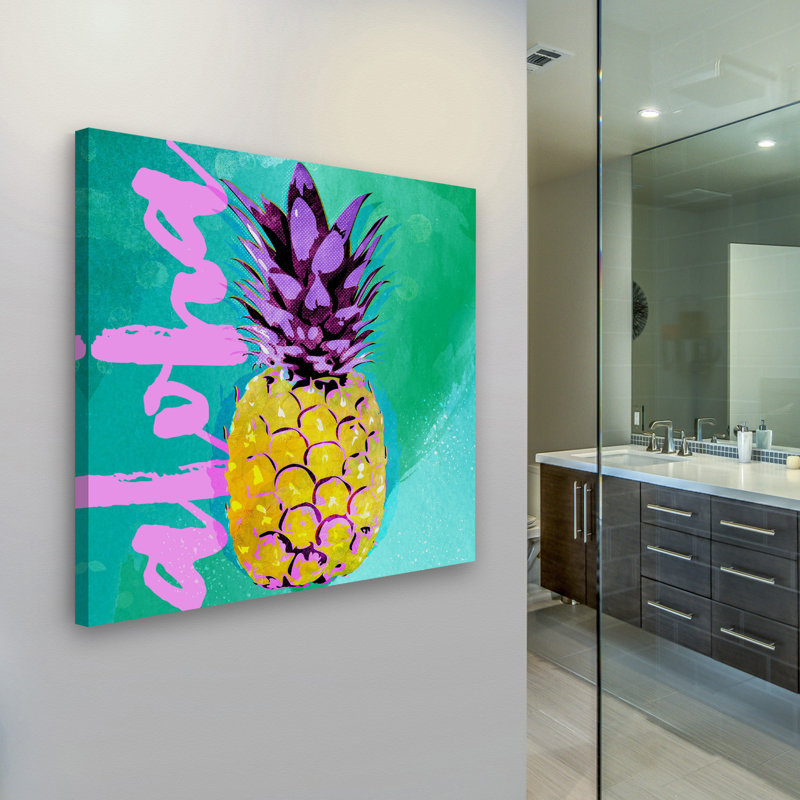 « ananas aloha » par rick martin, reproduction d’art sur toile tendue, H 40 po x l 40 po x P 1,5 po
