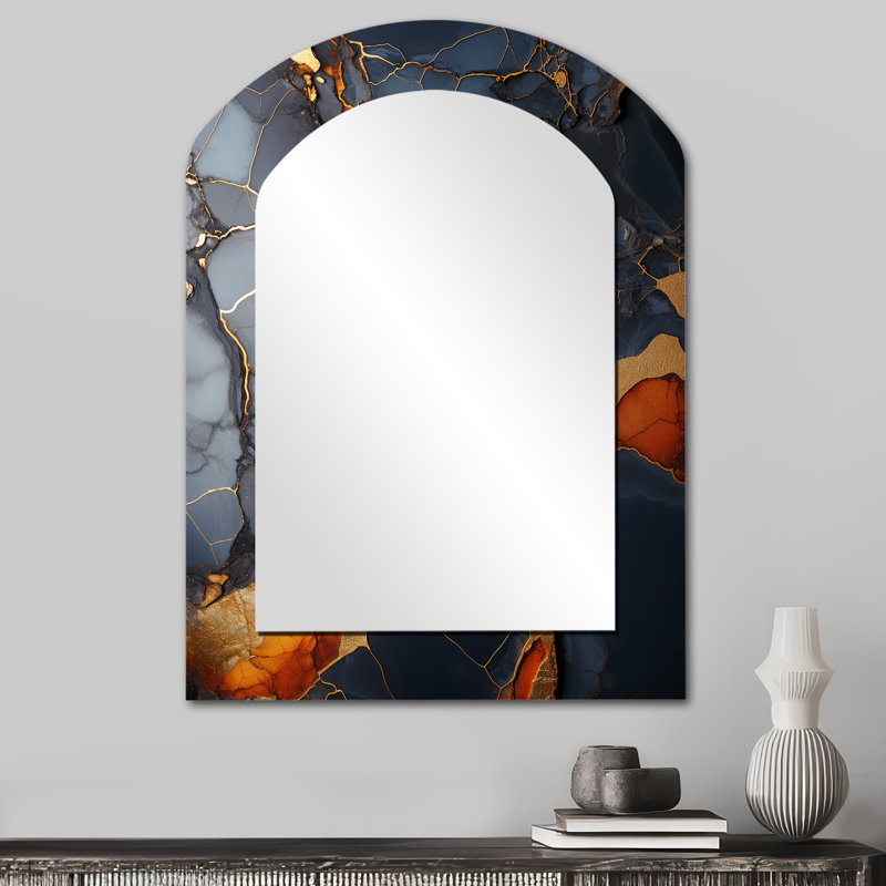Miroir mural gris et doré, 34 po x 25 po