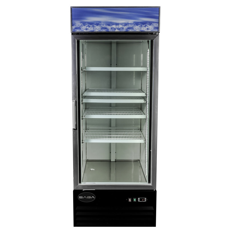 Black Glass Door Commercial Merchandiser Refrigerator, 26''