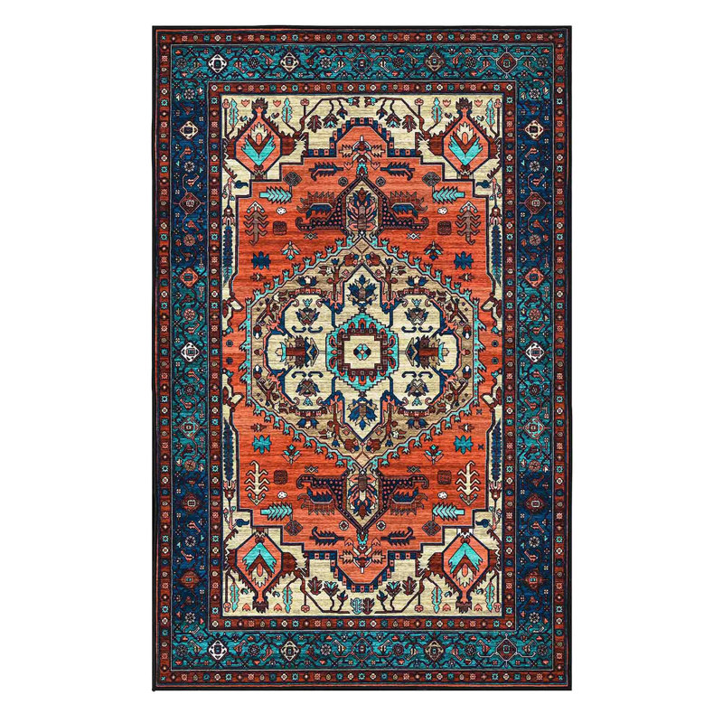 Rectangle 160 cm x 230 cm Vintage Look Flatweave Washable Area Rug, Vintage Terracotta