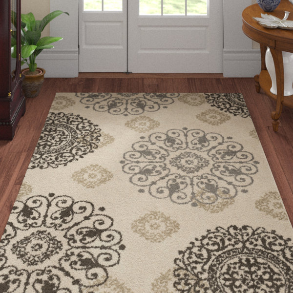  Custom Made Runner Rug Low Pile With Rubber Backing For Kitchen  Foyer Hallway Entry Choose Your Length Size 26 Inch Wide French Scroll  Fleur De Lis Design Brown White Color (49