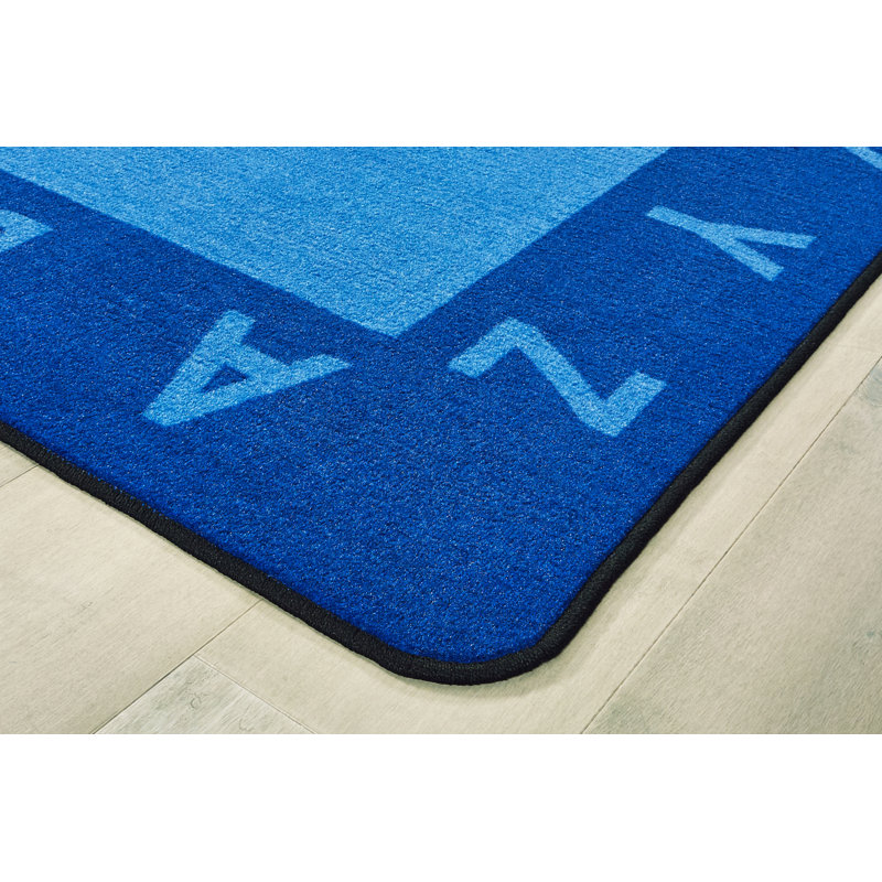 Light Blue Synthetic Non-slip Rectangular Kids Rug