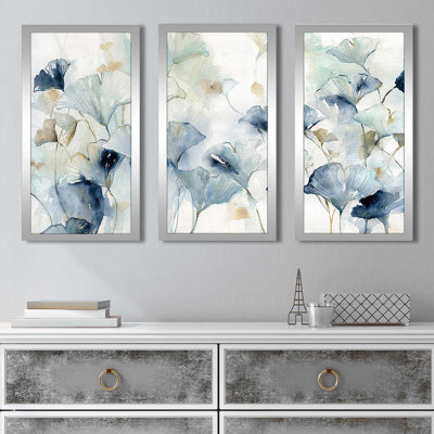 " Glorious Ginkgo " 3 Piece Art Watercolor Painting