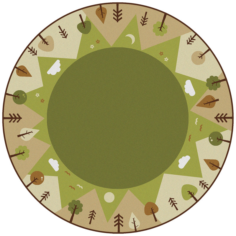 Tapis touffeté vert KIDSoft, Rond 6 pi