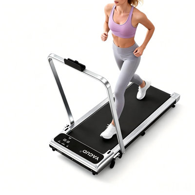 Walking Pad Treadmill with Handle Bar and Adjustable Incline, Compact Portable Treadmills for Home Office, 2.5HP Quiet Anti-Slip Under Desk Treadmills, 0.6-3.8 MPH Remote Speed Control