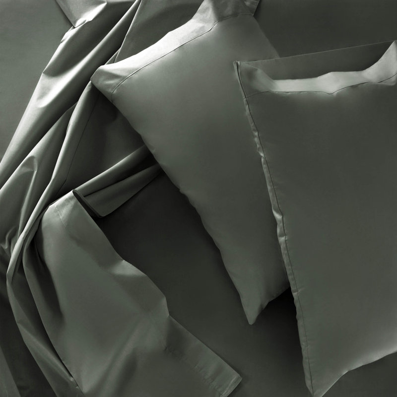 Blue Nile Mills 300 Thread Count Rayon From Bamboo Deep Pocket Bed Sheet Set, Gray, Split King Sheet Set with 2 Pillowcases