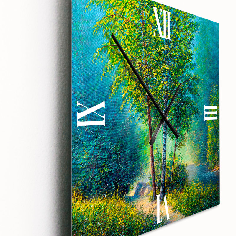 Horloge murale «Three Vibrant Trees by the River», Très grand