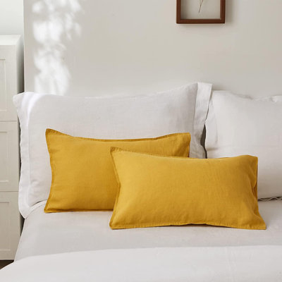 100% Linen Lumbar Pillow Cover 12 X 20 Inches Set Of 2 Rectangular Decorative Throw Cushion Cover