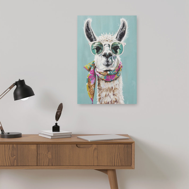Élégant lama, art mural moderne, 18" H x 12" W