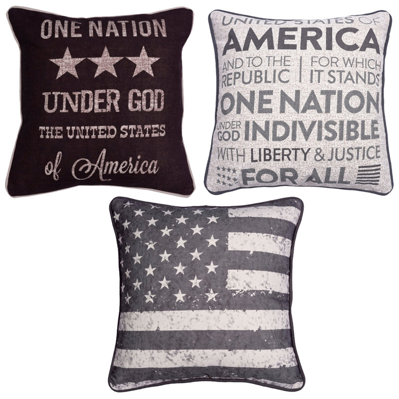 Ensemble de 3 housses de coussins décoratifs patriotiques drapeau des États-Unis 18 x 18 pour Noël