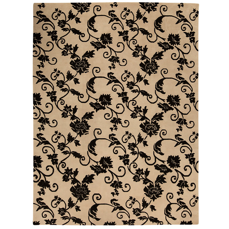 Tapis brun clair / noir de haute qualité noué à la main