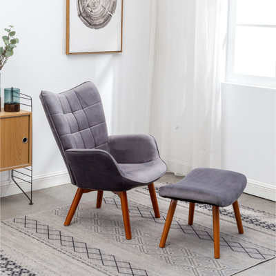 Chaise d'appoint en velours gris avec assise confortable