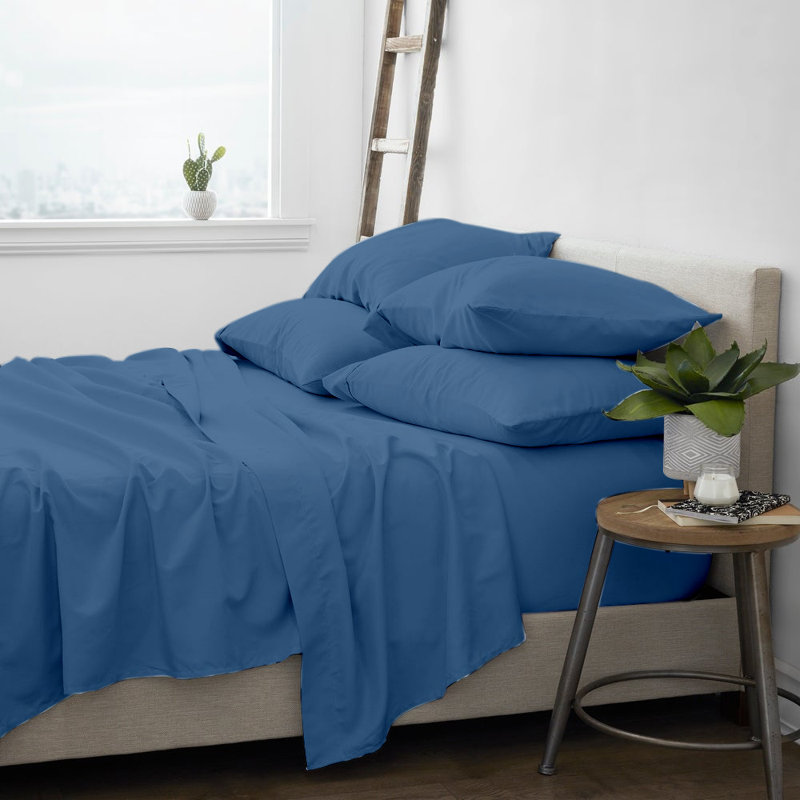 Microfiber Sheet Set, Queen, Dusty Blue