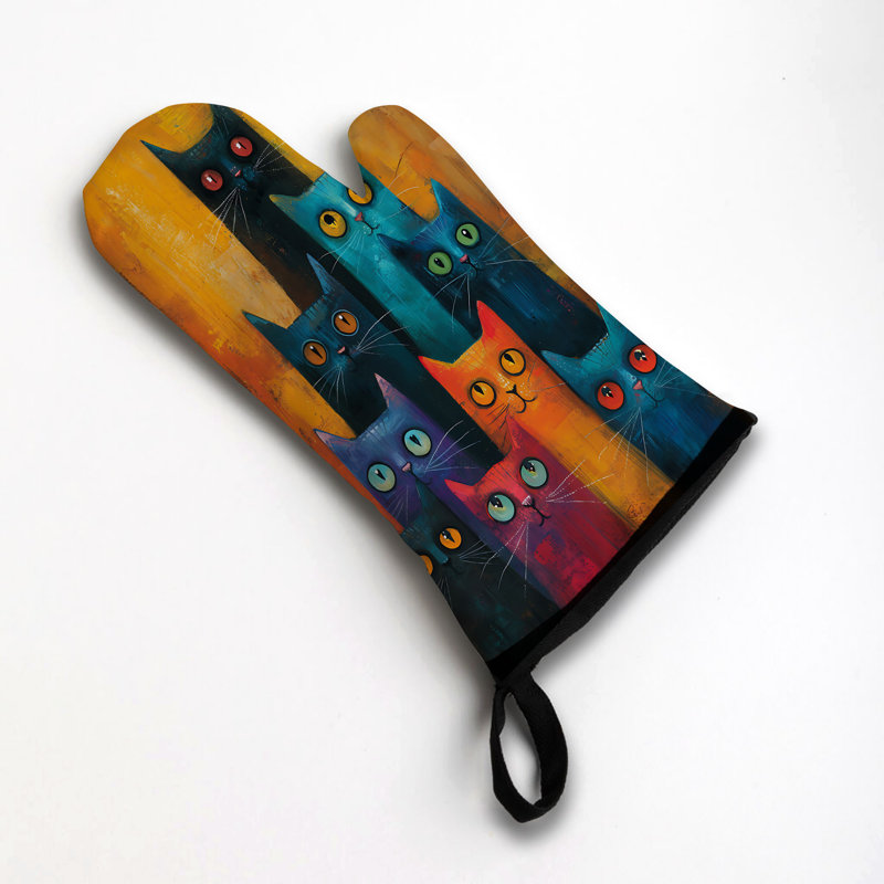Pastel Purr Oven Mitt Cotton Twill