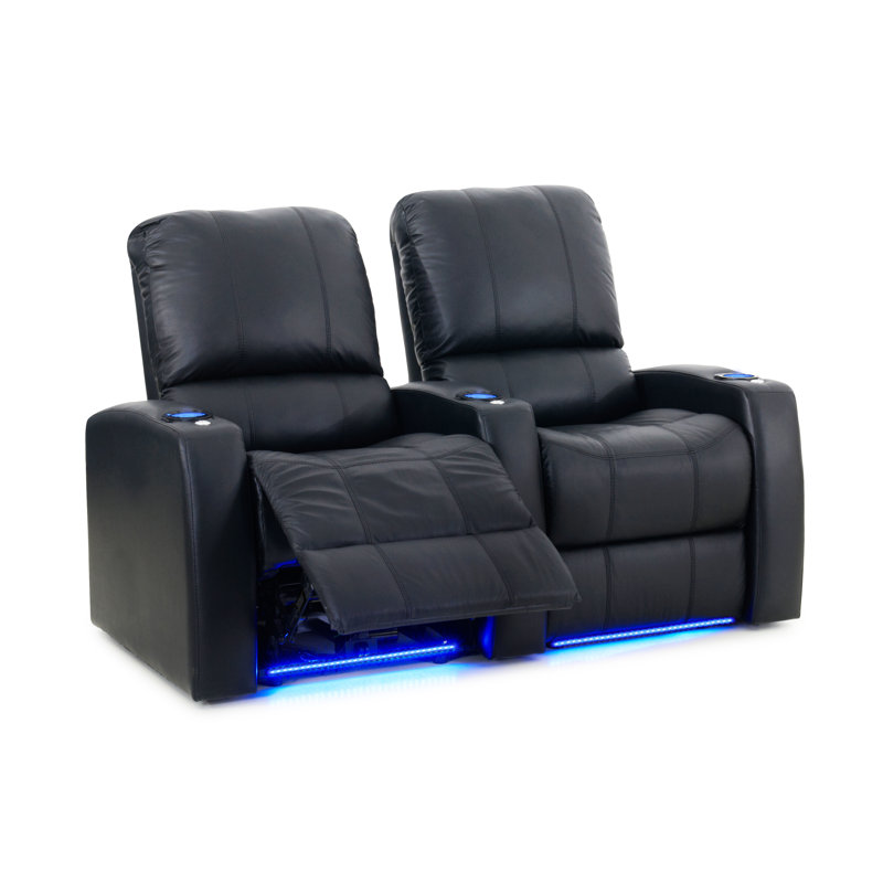 Causeuse de cinéma inclinable électrique en cuir véritable de 61 po de largeur avec porte-gobelet