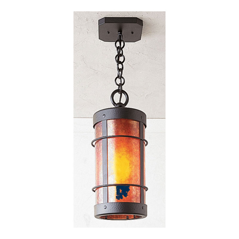 Valencia 1 - Light Pendant, 17.75" H x 7.63" W x 7.63" D, Satin Black, Amber Mica