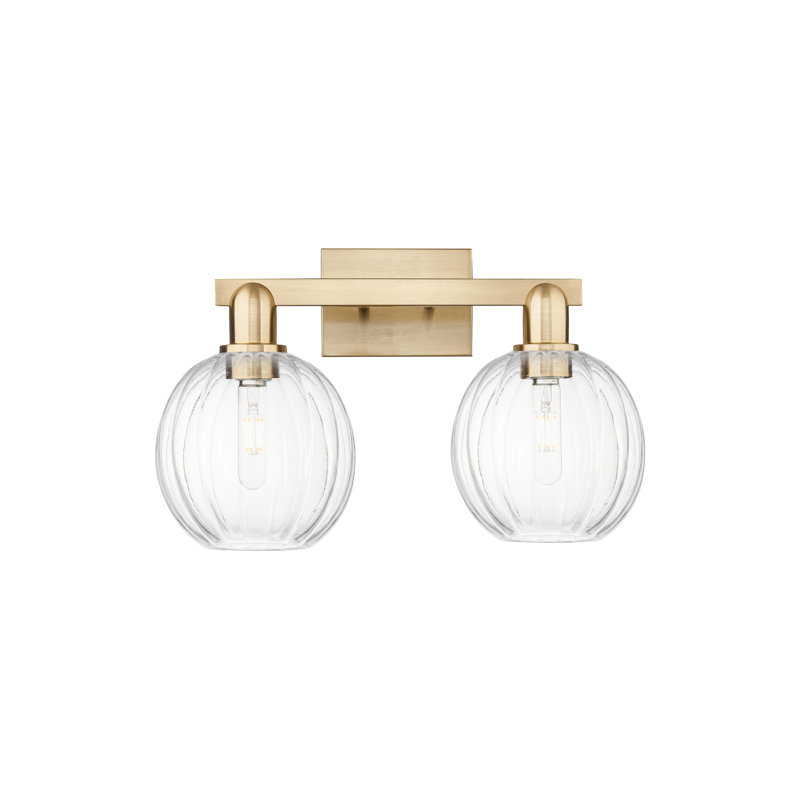 Eldon - Éclairage pour meuble-lavabo à abat-jour sphérique 16 po 2 lumières, Transparent, Champagne champagne
