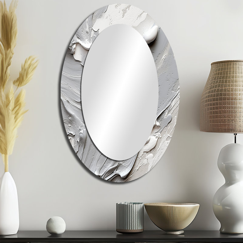 Miroir mural moderne gris et crème Harmony In Chaos I, 36 po x 24 po