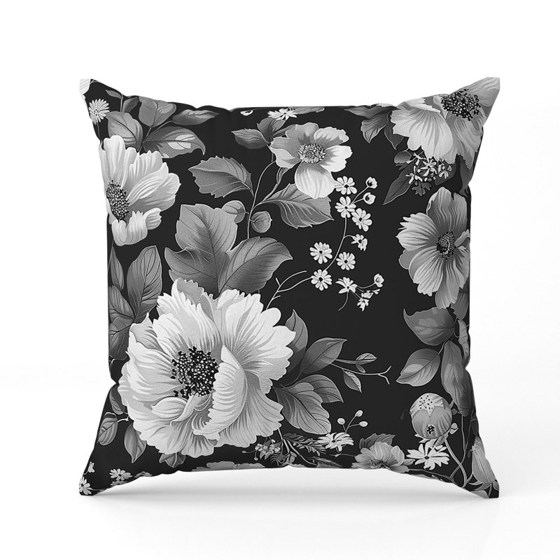 Gilded Garden  Square Throw Pillow, 26"H x 26"W, Black/Gray