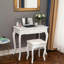 Ensemble de coiffeuse Elegant, coiffeuse en bois massif avec miroir, 4 tiroirs de rangement et tabouret assorti, ensemble de coiffeuse de chambre à coucher, blanc.