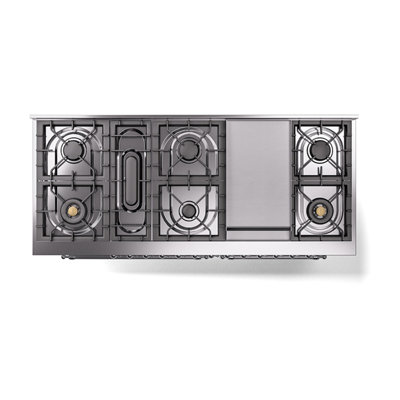 ILVE Nostalgie II Noblesse 60 inch Dual Fuel Range (9 Sealed Burners + Griddle, Solid Door, RAL)