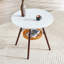 Table de salle à manger circulaire de 31,5 pouces de diamètre, plateau de table en panneau de fibres à densité moyenne, pieds en bois massif, avec structure de panier de rangement suspendue. Une table basse décontractée pouvant accueillir de 2 à 4 personnes.-1277996275