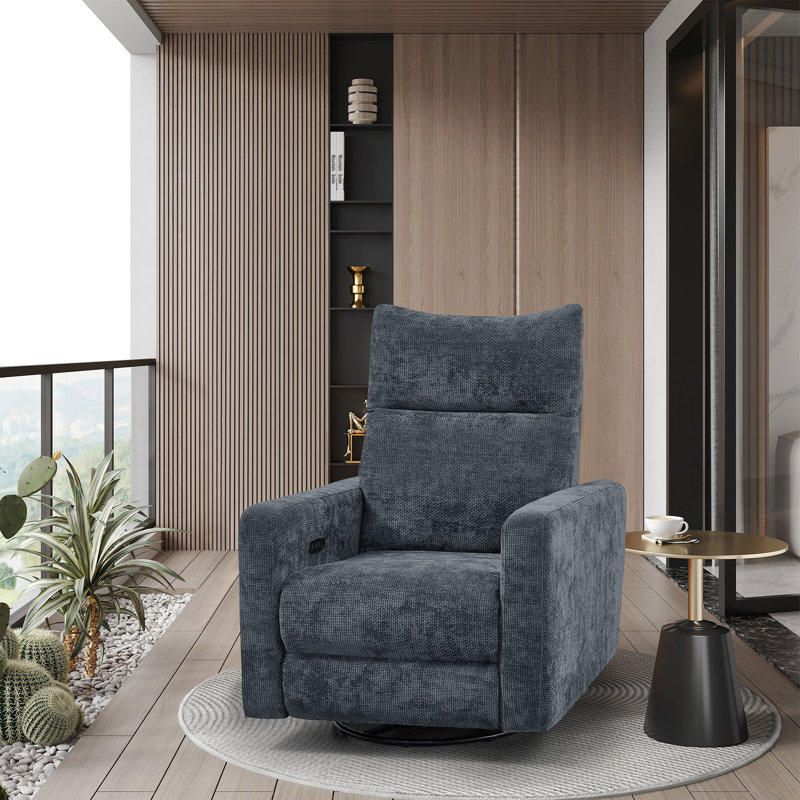 Vinathi Upholstered Power Recliner, Dark Gray