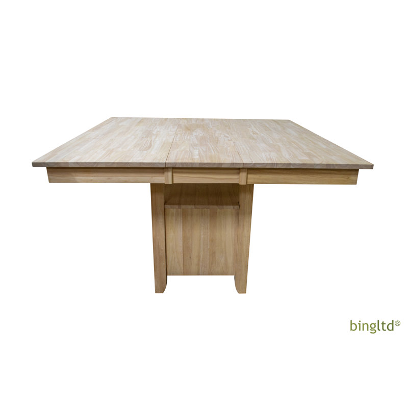 Unfinished Solid Hardwood Six-Seater Dining Table with Storage Base