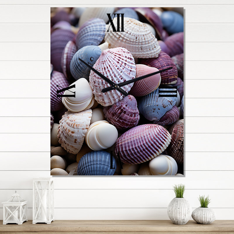 Beach Shells And Shadows III - Nautical & Beach Wall Clock Oversized, 28" H x 12" W x 1" D